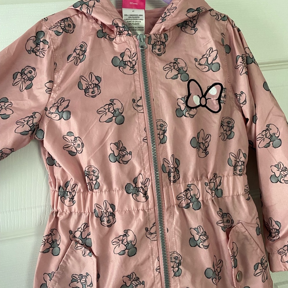 Disney junior girls wind breaker jacket, pink/grey, size 4T - Picture 2 of 5